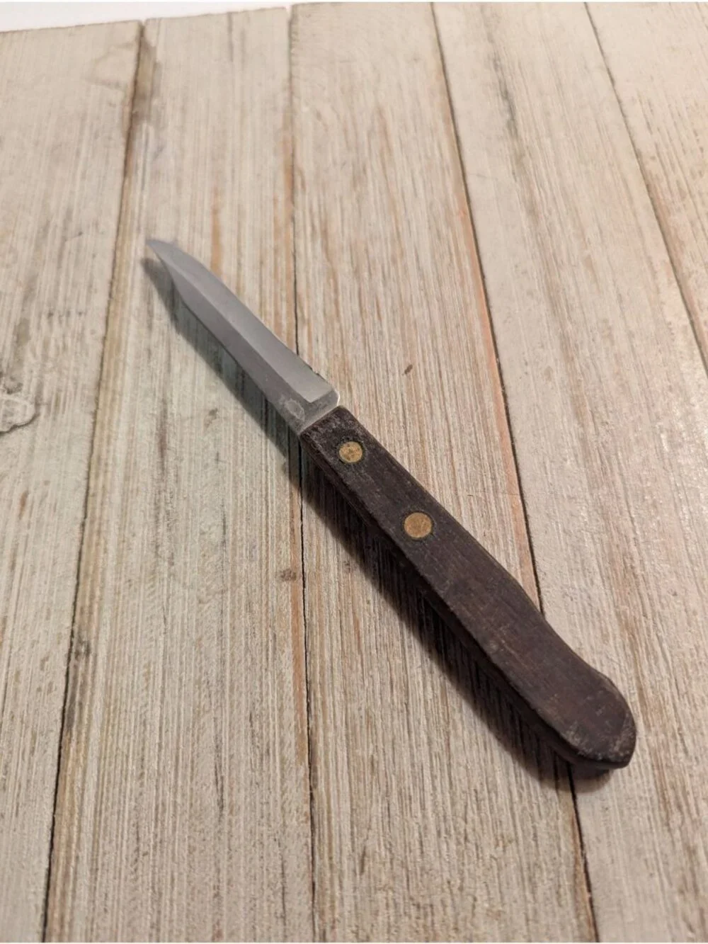 Vintage Stainless Knife Parer Paring Wood Handle 4